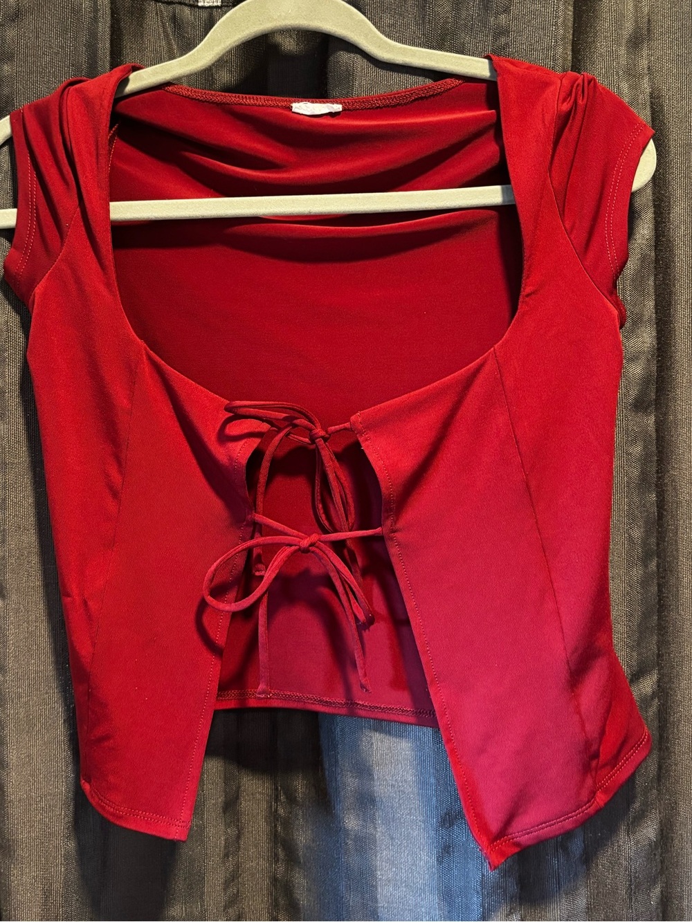 Garage Red Tie-Front Crop Top